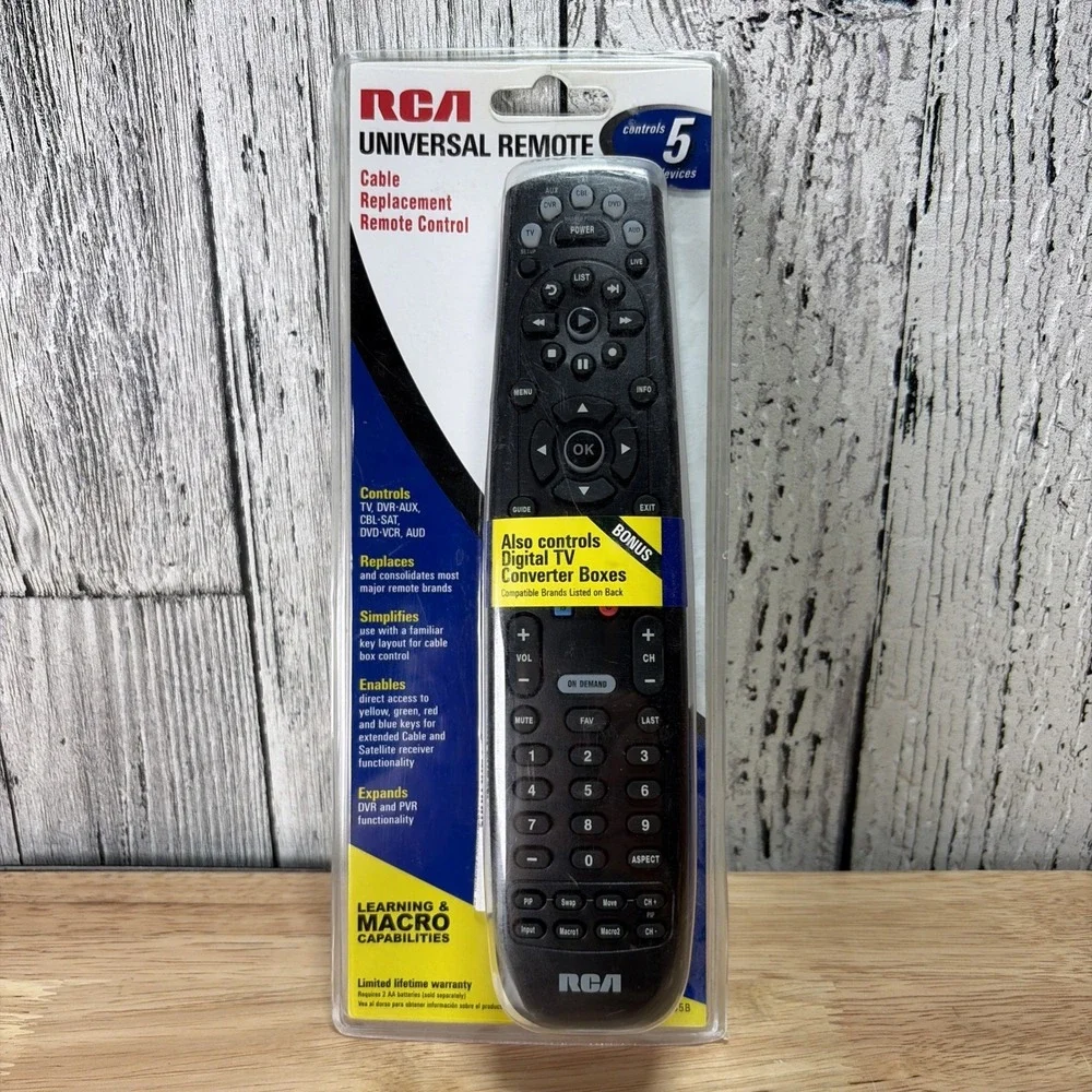 RCA Universal Remote Control 5 Devices Cable Replacement Remote